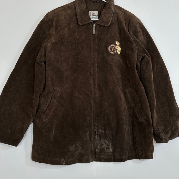 Vintage Disney Store Winnie The Pooh Suede Leather Jacket Coat Women's Brown XXL - Picture 16 of 16